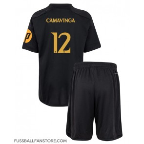 Real Madrid Eduardo Camavinga #12 Replik 3rd trikot Kinder 2023-24 Kurzarm (+ Kurze Hosen)